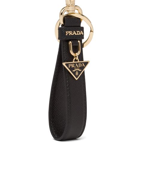 prada giulianazecchino d'oro|Black Saffiano Leather And Metal Keychain .